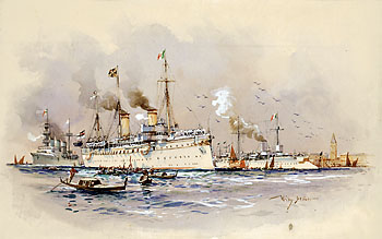 Willy Stöwer - Kaiserliche Yacht Hohenzollern vor Venedig