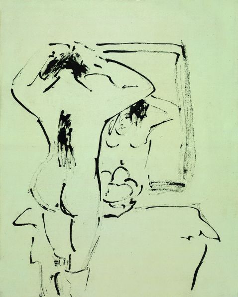 Ernst Ludwig Kirchner - Weiblicher Rückenakt vor dem Spiegel (Dodo)