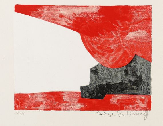 Serge Poliakoff - Composition rouge, blanche et noir