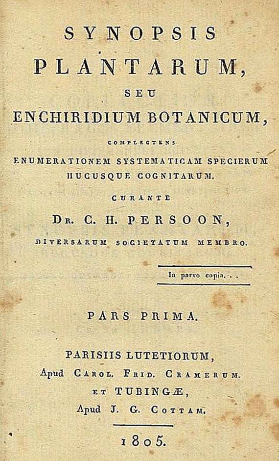 C. H. Persoon - Synopsis plantarum. 1805-07.
