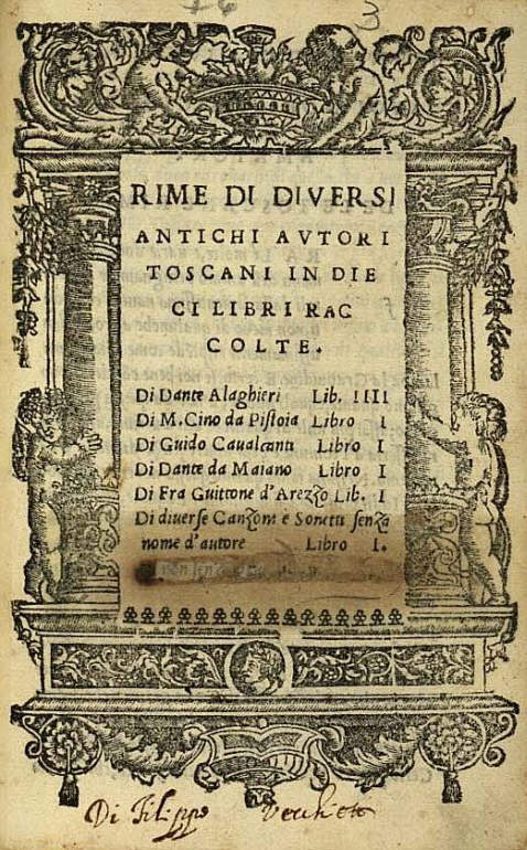 Dante, A. - Rime di diversi antichi autori Toscani. 1532.