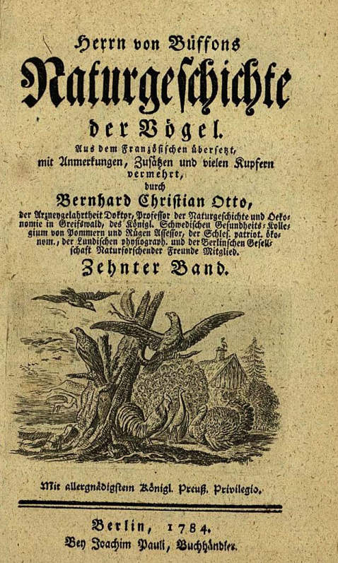   - Naturgeschichte der Vögel, 4 Bde. 1784-1797