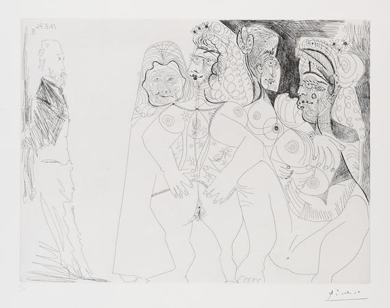 Pablo Picasso - Degas, Célestine et trois filles, dont une avec quatre seins