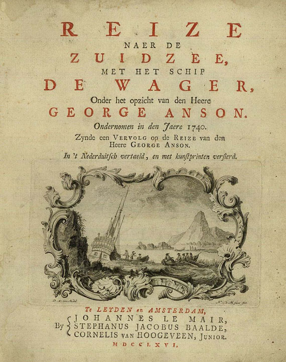 George Anson - Reize rondsom de werreld, 2 Bde. 1748.