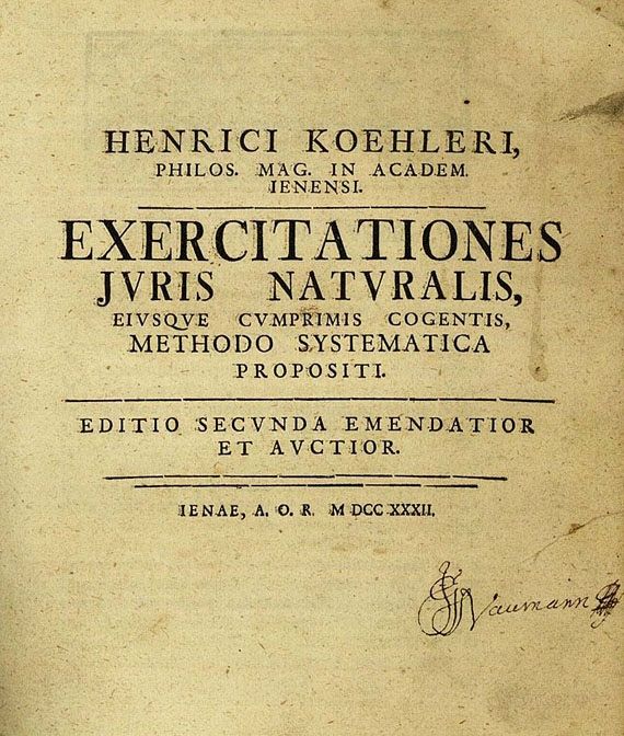 Heinrich Koehler - Exercitationes, 1732.