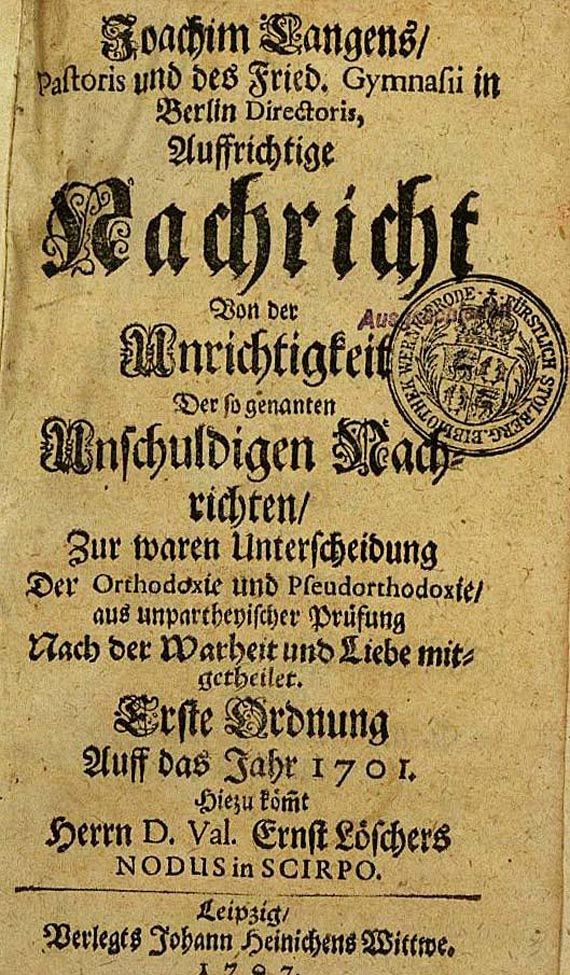 Joachim Lange - Auffrichtige Nachricht, 1707. (72)
