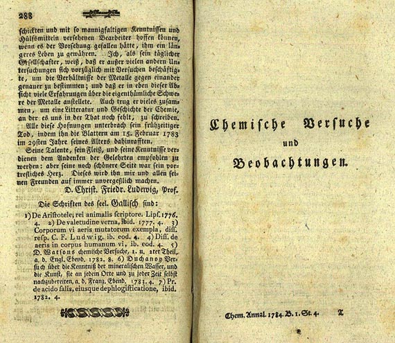 Lorenz von Crell - Chemische Annalen. 1784-1804. 40 Bde. und 1 Beigabe (3 Bde.)