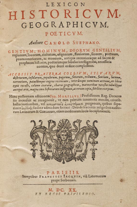 Carolus Stephanus - Lexicon historicum. 1620