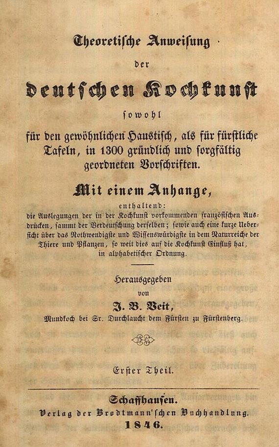 J. B. Veit - Theoretische Anweisung der deutschen Kochkunst. 1846