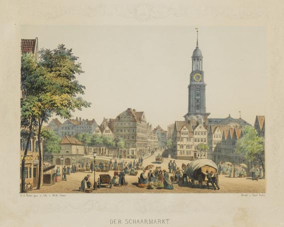  Hamburg - 35 Bll. Ansichten von Hamburg. W. Heuer, 1853ff.