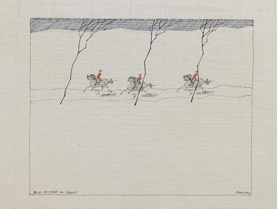 Paul Flora - Drei Reiter im Schnee