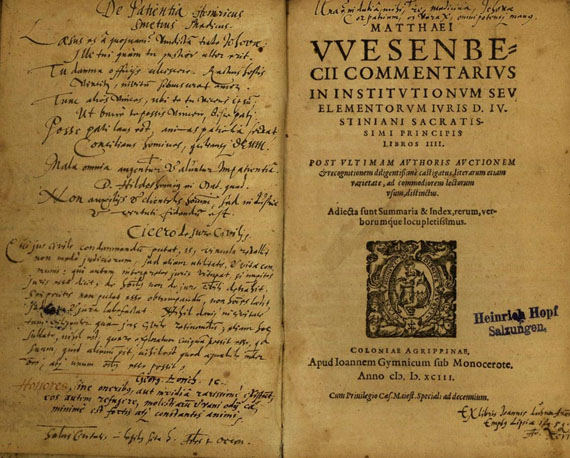 Matthias Wesenbeck - Commentarius in instutionum. 1593.