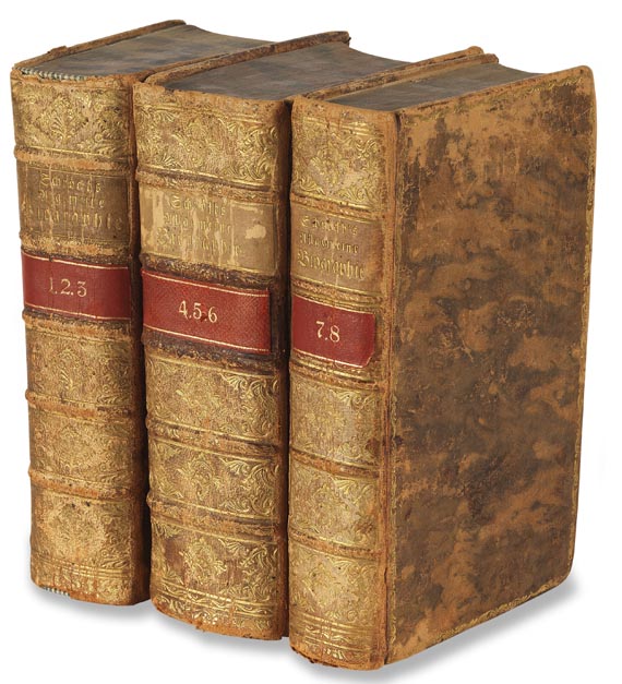 Johann Matthias Schröckh - Allgemeine Biographie. 1767-91. 8 Bde. in 3 Bden. - Einband