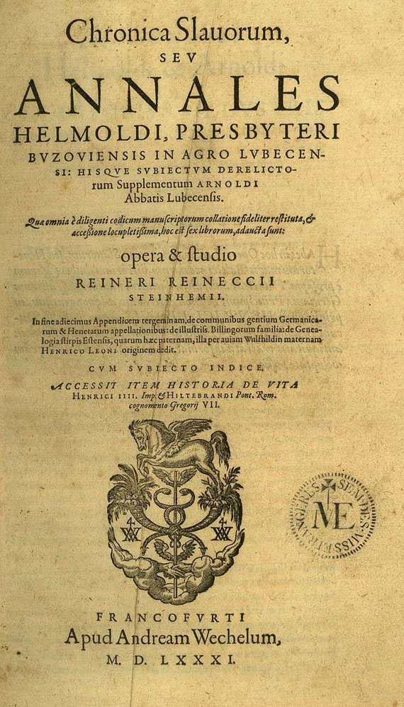  Helmold von Bosau - Chronica Slauorum. 1581.