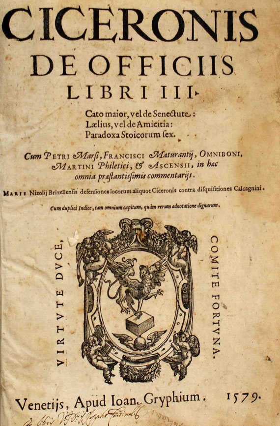 Marcus Tullius Cicero - De officiis. 1579.