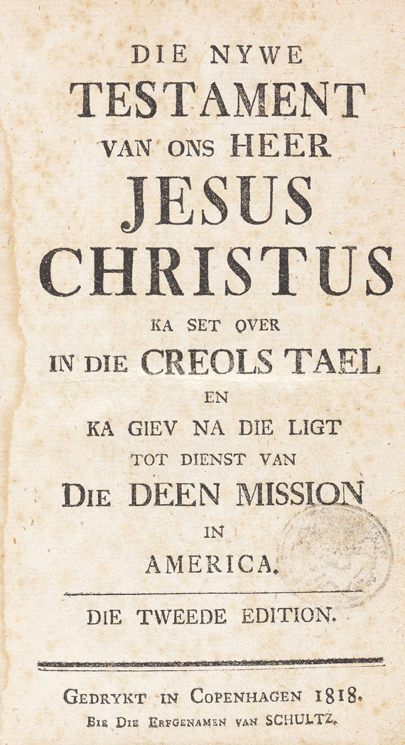   - Die nywe testament ... in die creols tael. 1818