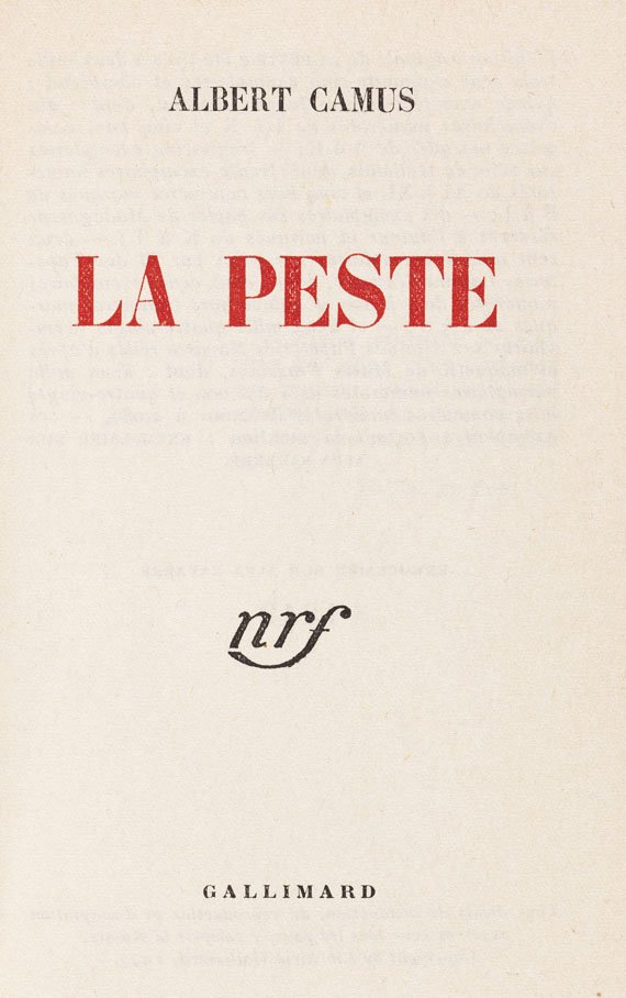 Albert Camus - La Peste. Erstausgabe. 1947.