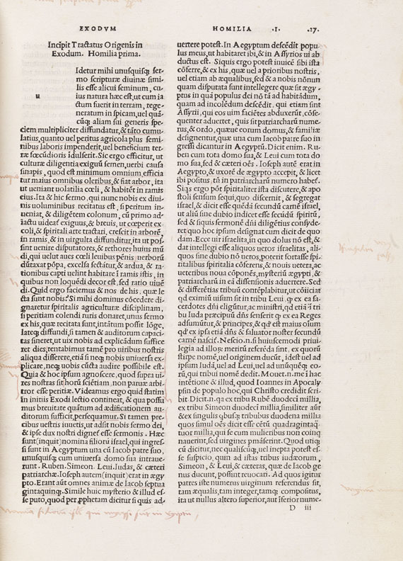 Aldus-Drucke - Origines Adamantius, In genesim homiliae. 1503