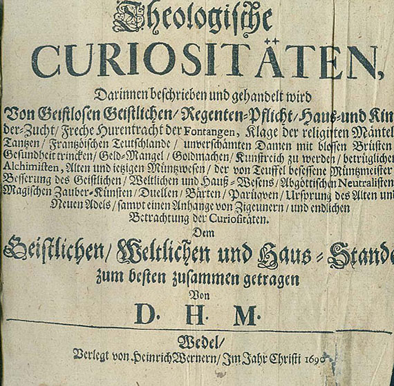 Hartnack, D. - Theologische Curiositäten. 1690