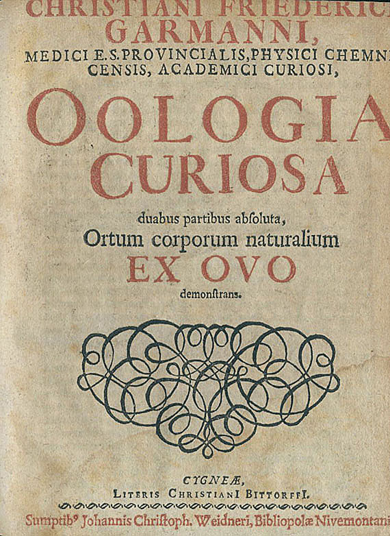 Christian Friedrich Garmann - Oologia curiosa.