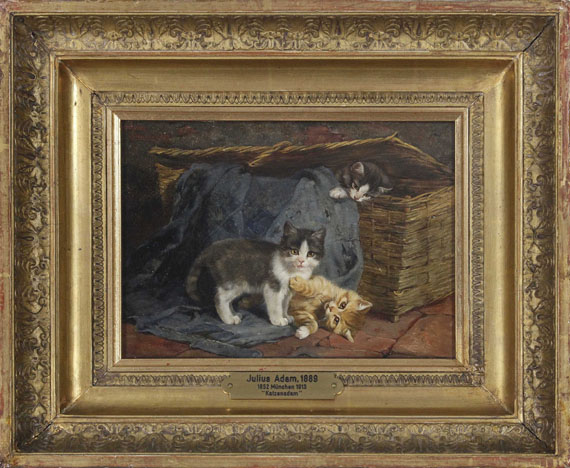 Julius II Adam - Drei Katzenkinder - Rahmenbild