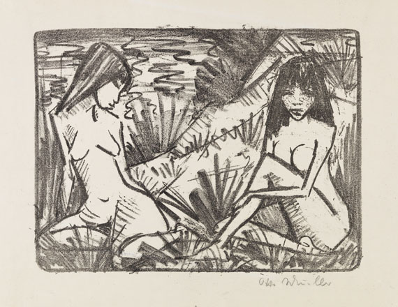 Otto Mueller - Zwei in Dünen sitzende Mädchen