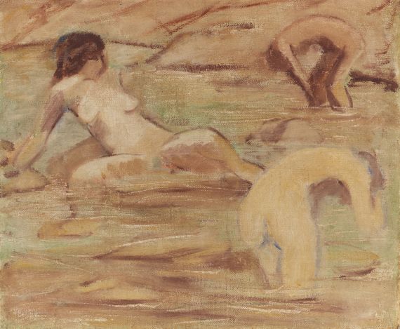 Otto Mueller - Drei badende Mädchen, Um 1911.