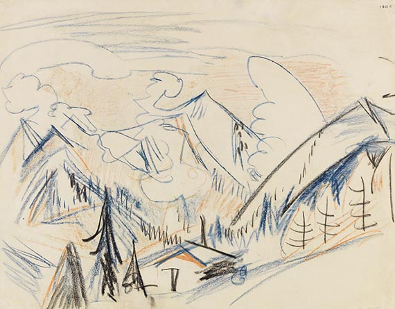 Ernst Ludwig Kirchner - Stafelalp (Berglandschaft bei Davos mit Berghütte)