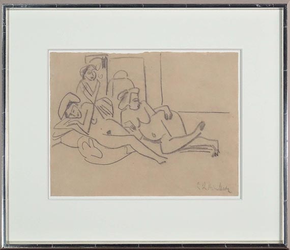 Ernst Ludwig Kirchner - Zwei liegende Akte und eine Sitzende - Rahmenbild