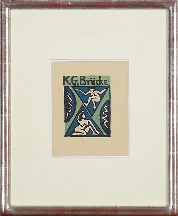 Erich Heckel - Einladung zur Ausstellung K.G. "Brücke" in der Galerie Fritz Gurlitt, Berlin - Rahmenbild