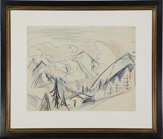 Ernst Ludwig Kirchner - Stafelalp (Berglandschaft bei Davos mit Berghütte) - Rahmenbild