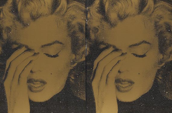 Russell Young - Crying Marilyn x 2 (gold and black diamond dust)